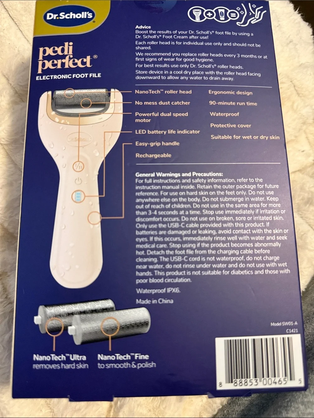 Dr. Scholl's Pedi Perfect Electronic Foot File - White and Gold Accents